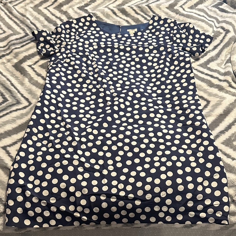 J. Crew Navy and White Polka Dot Midi Dress